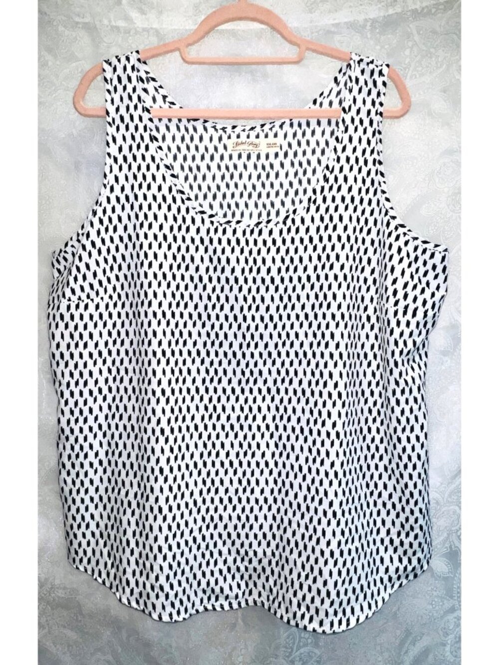Faded Glory Womens Sleeveless Tank Top XXL (20) Black & White Print Lightweight